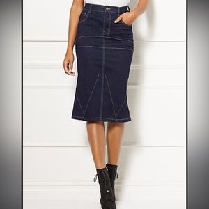 Eva Mendes Denim Midi Skirt